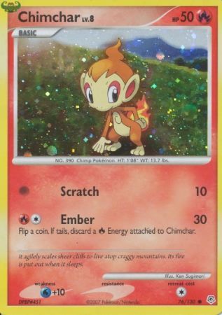 Chimchar (76/130) (Cosmos Holo) [Diamond & Pearl: Base Set] | Jomio and Rueliete's Cards and Comics