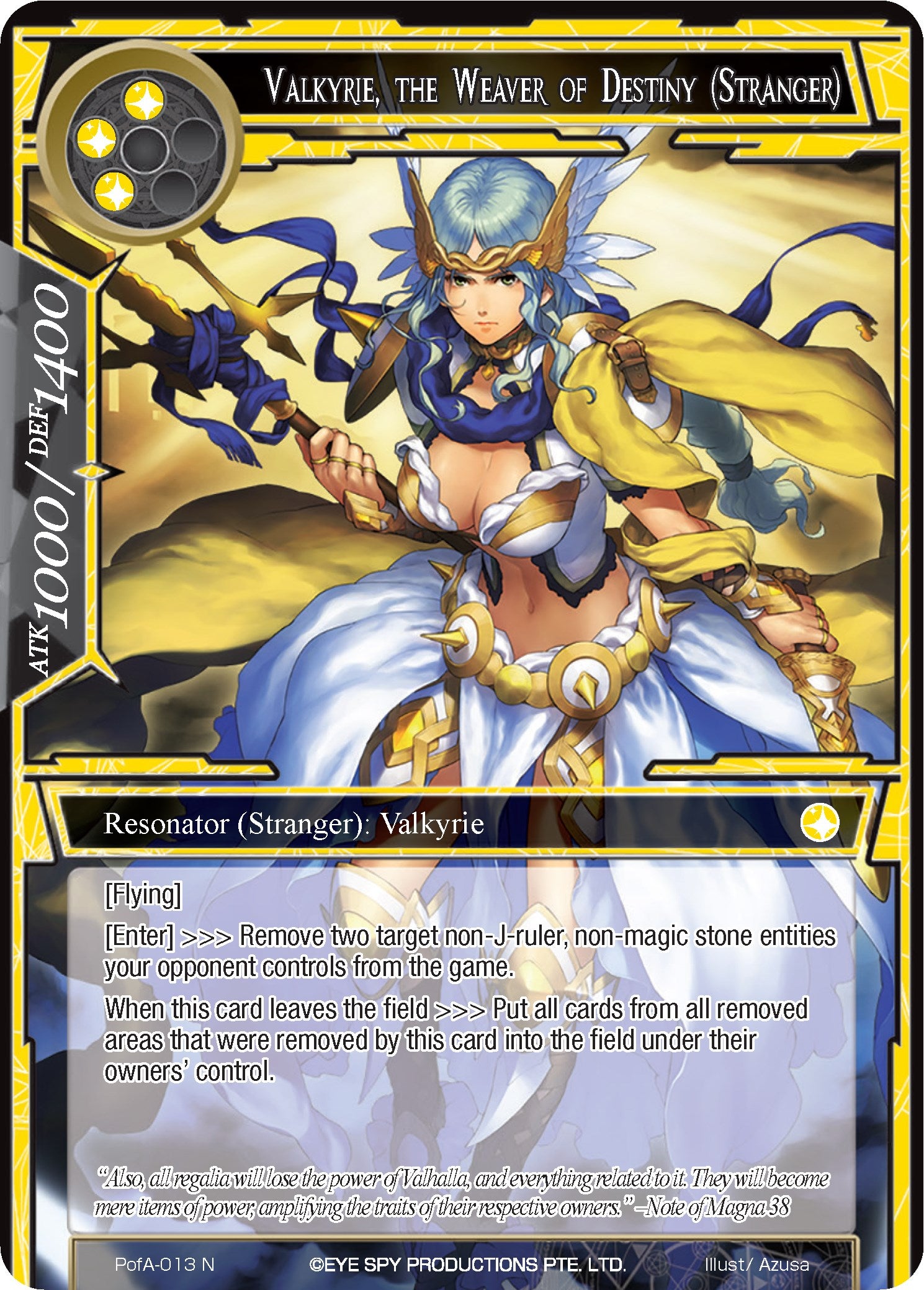 Valkyrie, the Weaver of Destiny (Stranger) (PofA-013) [Alice Origin IV: Prologue of Attoractia] | Jomio and Rueliete's Cards and Comics