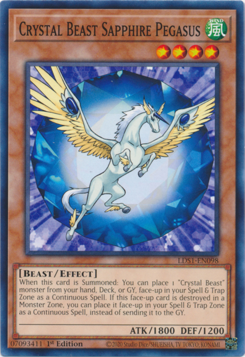 Crystal Beast Sapphire Pegasus [LDS1-EN098] Common | Jomio and Rueliete's Cards and Comics