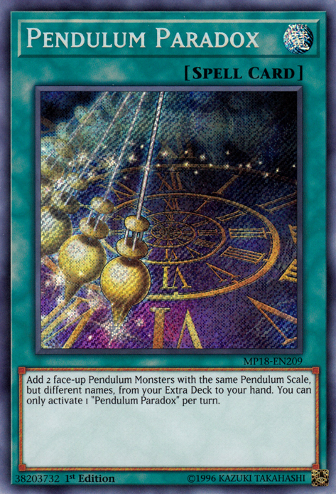 Pendulum Paradox [MP18-EN209] Secret Rare | Jomio and Rueliete's Cards and Comics