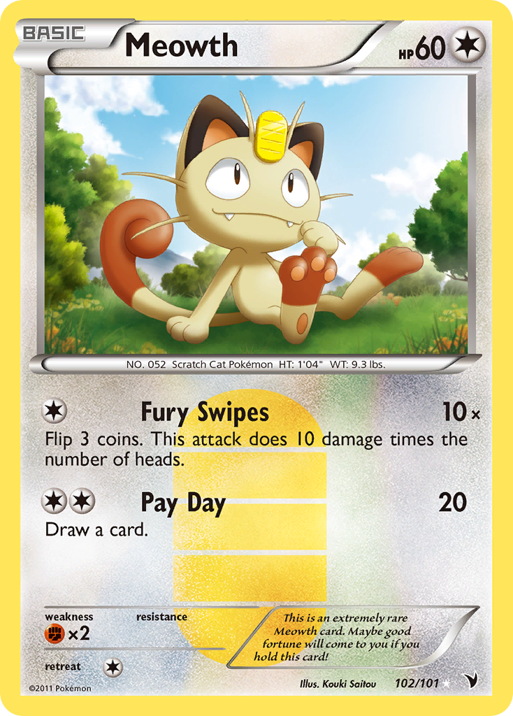 Meowth (102/101) [Black & White: Noble Victories] | Jomio and Rueliete's Cards and Comics