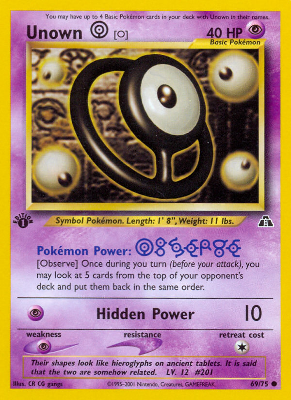 Unown [O] (69/75) [Neo Discovery 1st Edition] | Jomio and Rueliete's Cards and Comics