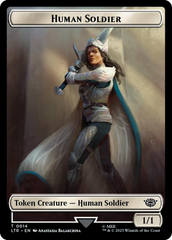 Human Soldier (0014) // Food (0024) Double-Sided Token (Surge Foil) [The Lord of the Rings: Tales of Middle-Earth Tokens] | Jomio and Rueliete's Cards and Comics
