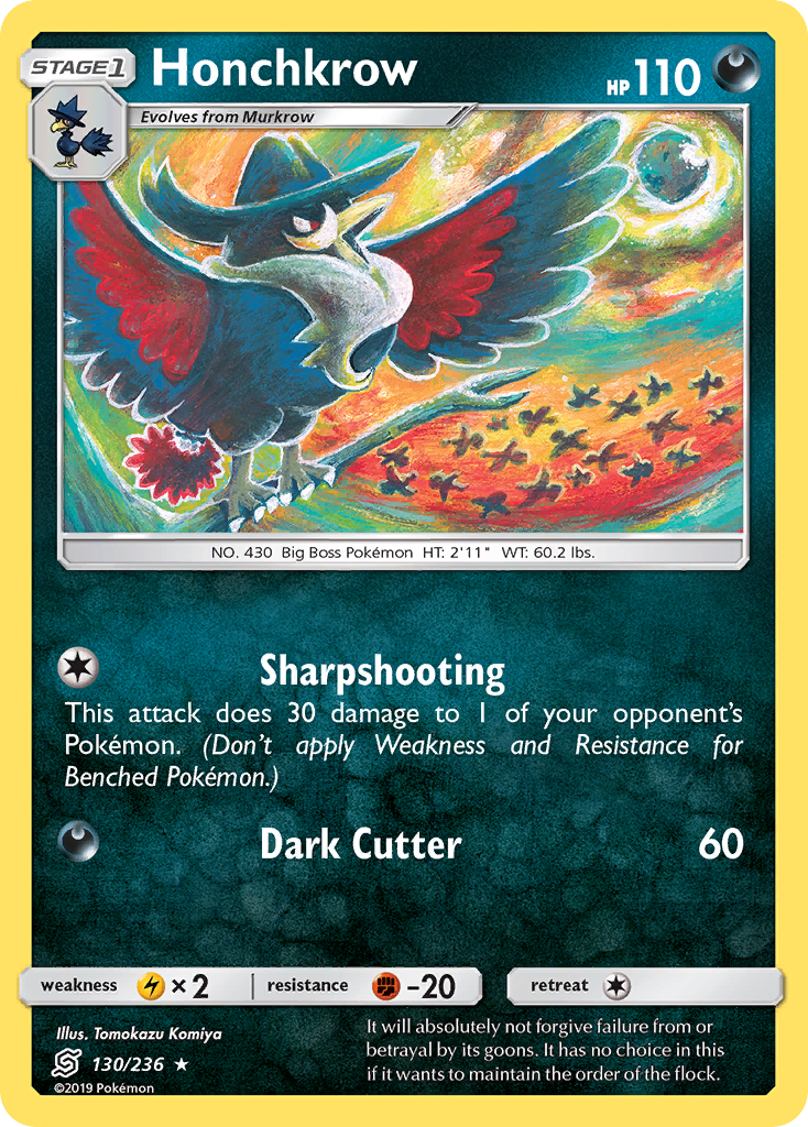 Honchkrow (130/236) [Sun & Moon: Unified Minds] | Jomio and Rueliete's Cards and Comics