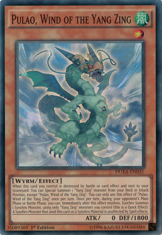 Pulao, Wind of the Yang Zing [DUEA-EN031] Super Rare | Jomio and Rueliete's Cards and Comics