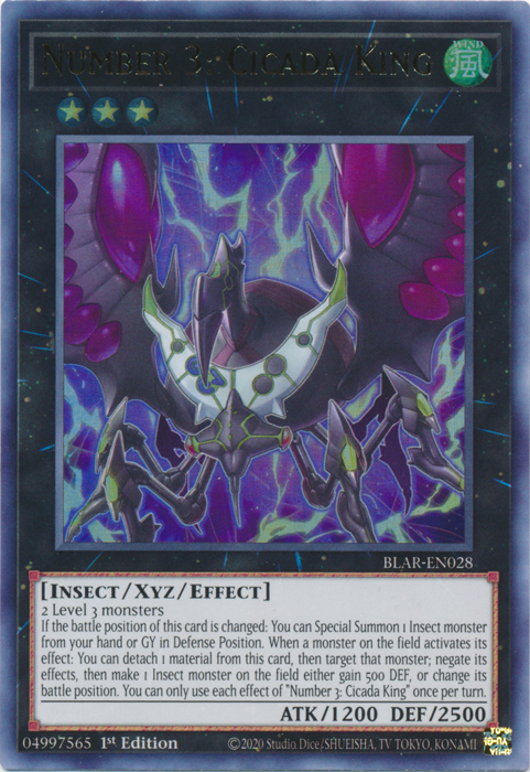 Number 3: Cicada King [BLAR-EN028] Ultra Rare | Jomio and Rueliete's Cards and Comics