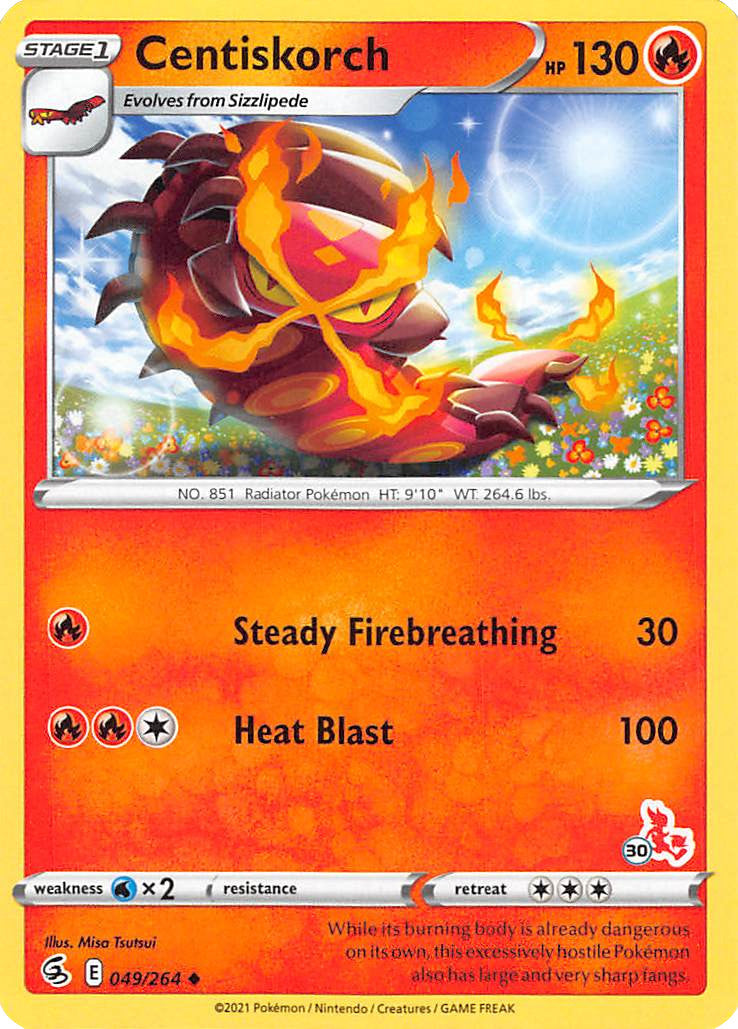 Centiskorch (49/264) (Cinderace Stamp #30) [Battle Academy 2022] | Jomio and Rueliete's Cards and Comics