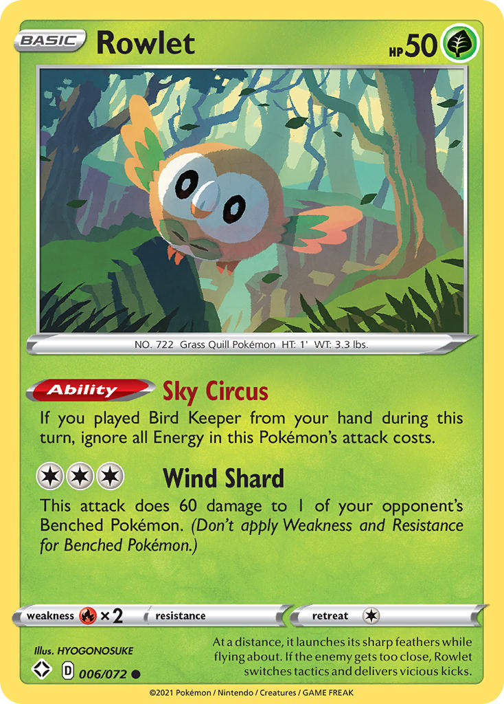 Rowlet (006/072) [Sword & Shield: Shining Fates] | Jomio and Rueliete's Cards and Comics