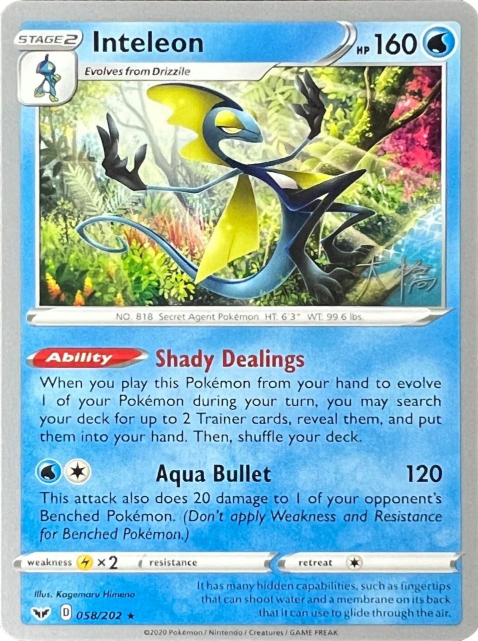 Inteleon (058/202) (Ice Rider Palkia - Rikuto Ohashi) [World Championships 2022] | Jomio and Rueliete's Cards and Comics