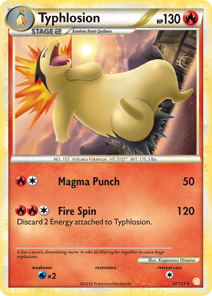 Typhlosion (32/123) (Theme Deck Exclusive) [HeartGold & SoulSilver: Base Set] | Jomio and Rueliete's Cards and Comics