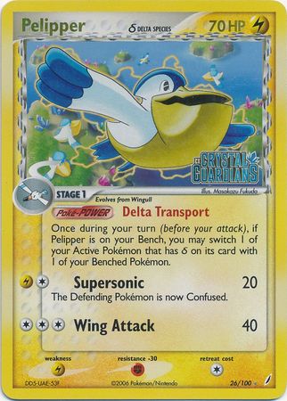 Pelipper (26/100) (Delta Species) (Stamped) [EX: Crystal Guardians] | Jomio and Rueliete's Cards and Comics