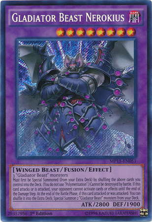 Gladiator Beast Nerokius [MP15-EN051] Secret Rare | Jomio and Rueliete's Cards and Comics