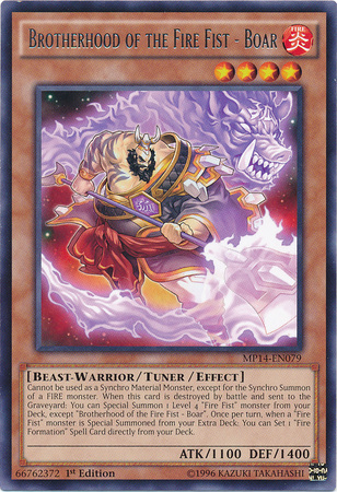 Brotherhood of the Fire Fist - Boar [MP14-EN079] Rare | Jomio and Rueliete's Cards and Comics