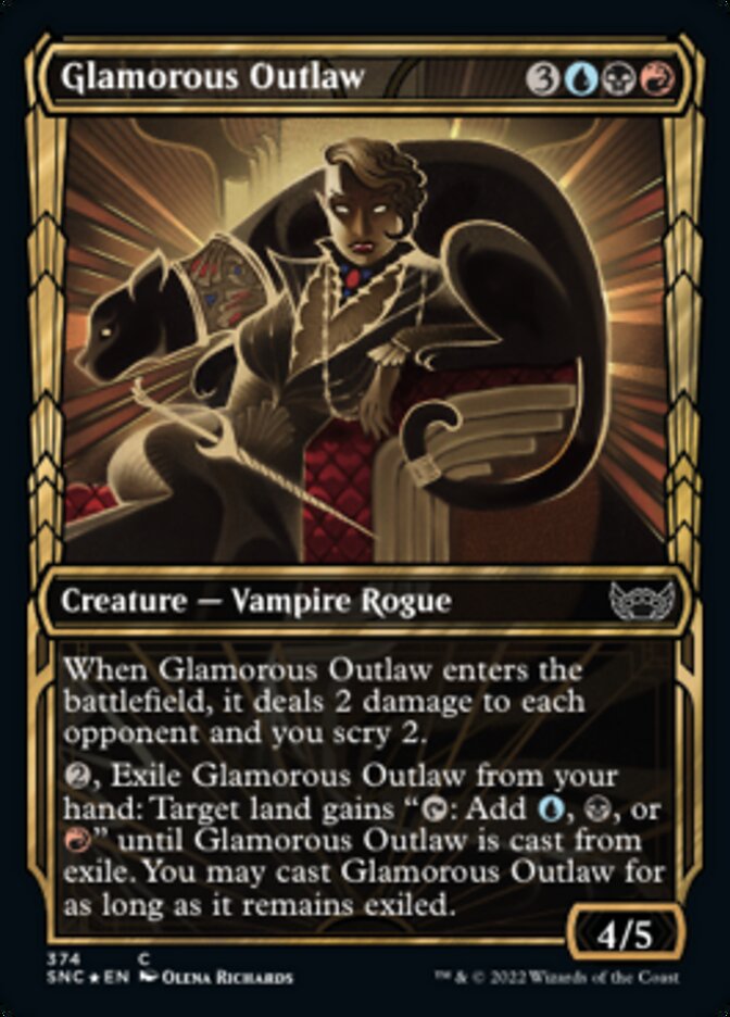Glamorous Outlaw (Showcase Golden Age Gilded Foil) [Streets of New Capenna] | Jomio and Rueliete's Cards and Comics