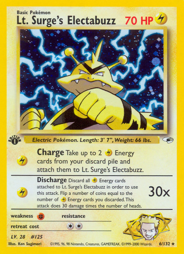 Lt. Surge's Electabuzz (6/132) [Gym Heroes 1st Edition] | Jomio and Rueliete's Cards and Comics