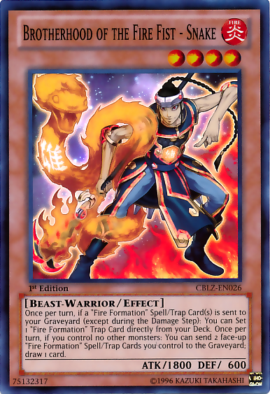 Brotherhood of the Fire Fist - Snake [CBLZ-EN026] Super Rare | Jomio and Rueliete's Cards and Comics