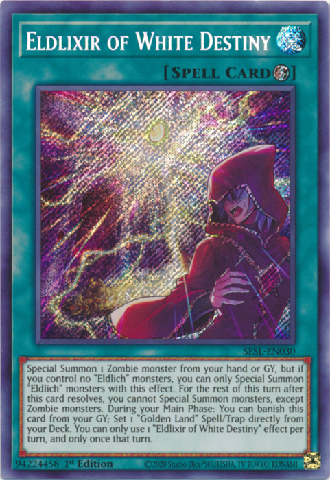 Eldlixir of White Destiny [SESL-EN030] Secret Rare | Jomio and Rueliete's Cards and Comics