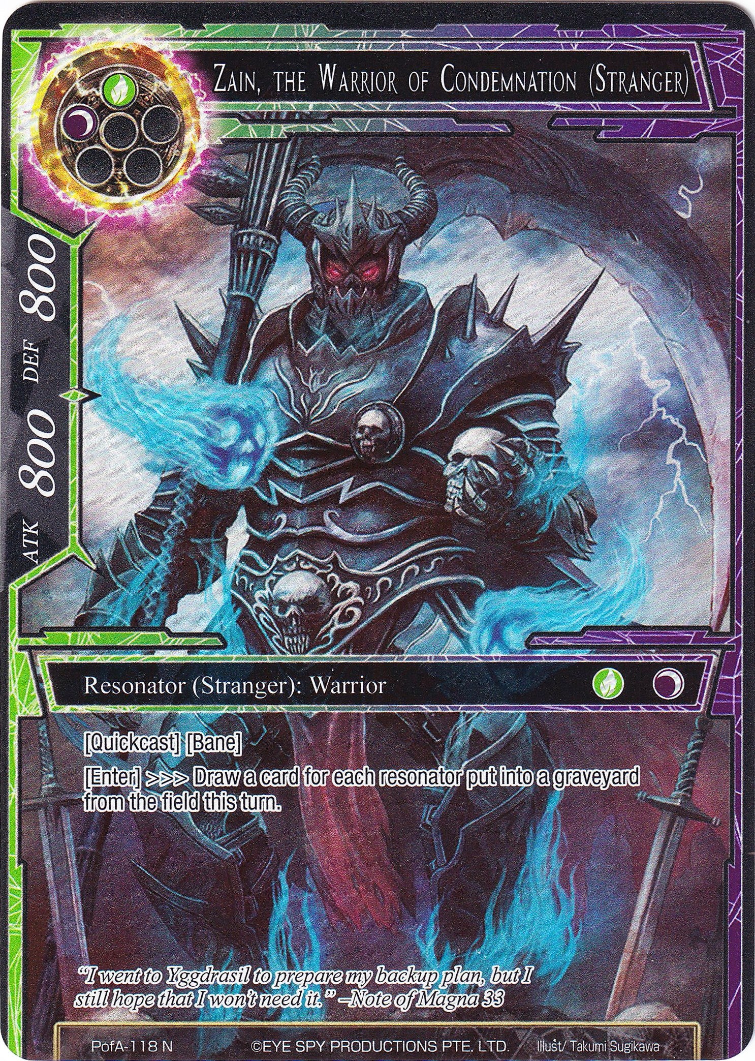 Zain, the Warrior of Condemnation (Stranger) (Full Art) (PofA-118) [Alice Origin IV: Prologue of Attoractia] | Jomio and Rueliete's Cards and Comics