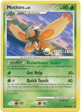 Mothim (42/100) (Prerelease Promo) [Diamond & Pearl: Black Star Promos] | Jomio and Rueliete's Cards and Comics