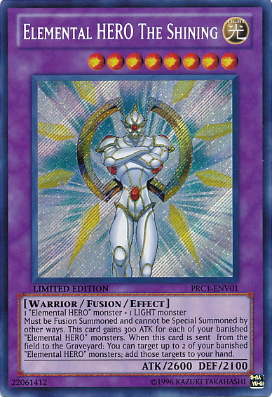 Elemental HERO The Shining [PRC1-ENV01] Secret Rare | Jomio and Rueliete's Cards and Comics