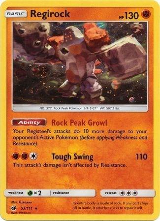 Regirock (53/111) (Cosmos Holo) [Sun & Moon: Crimson Invasion] | Jomio and Rueliete's Cards and Comics