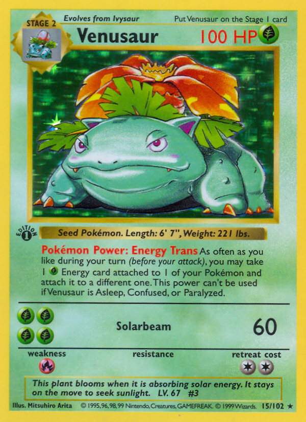 Venusaur (15/102) (Shadowless) [Base Set 1st Edition] | Jomio and Rueliete's Cards and Comics