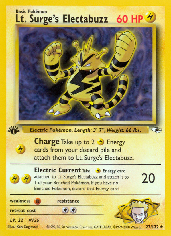 Lt. Surge's Electabuzz (27/132) [Gym Heroes 1st Edition] | Jomio and Rueliete's Cards and Comics
