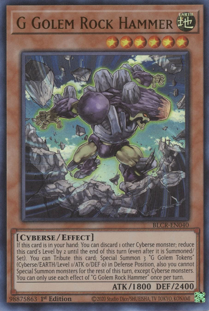 G Golem Rock Hammer [BLCR-EN040] Ultra Rare | Jomio and Rueliete's Cards and Comics