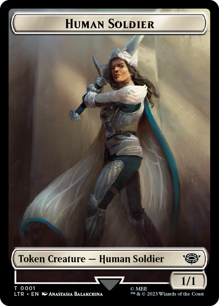 Human (04) // Human Soldier (01) Double-Sided Token [The Lord of the Rings: Tales of Middle-Earth Commander Tokens] | Jomio and Rueliete's Cards and Comics