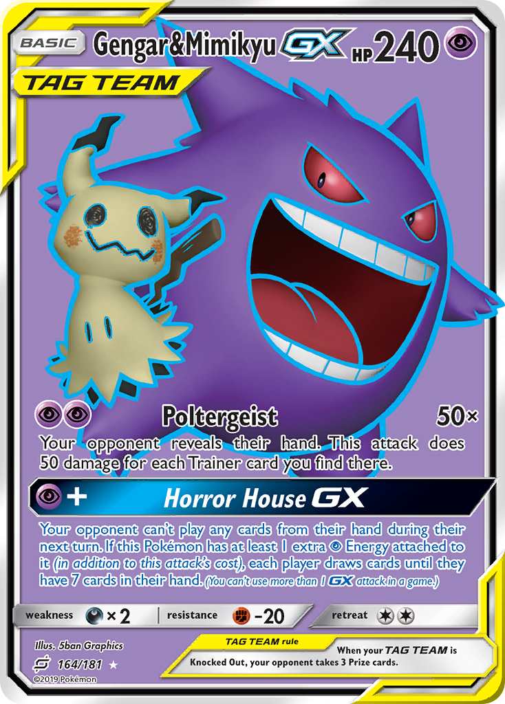 Gengar & Mimikyu GX (164/181) [Sun & Moon: Team Up] | Jomio and Rueliete's Cards and Comics