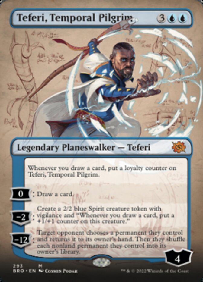 Teferi, Temporal Pilgrim (Borderless Alternate Art) [The Brothers' War] | Jomio and Rueliete's Cards and Comics