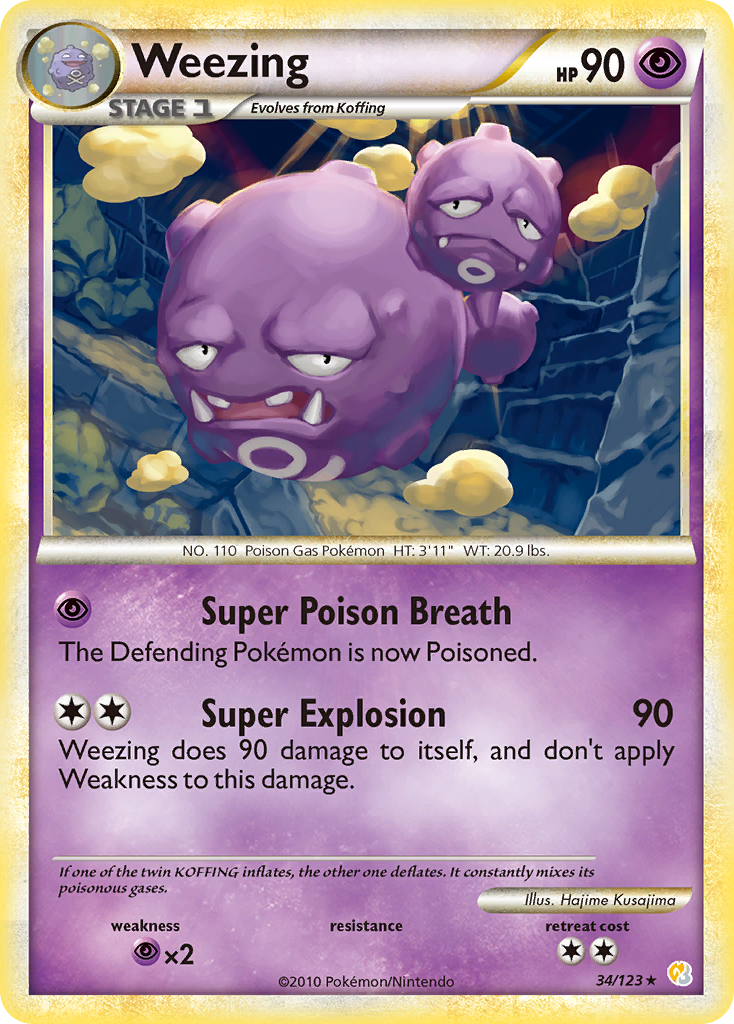 Weezing (34/123) [HeartGold & SoulSilver: Base Set] | Jomio and Rueliete's Cards and Comics