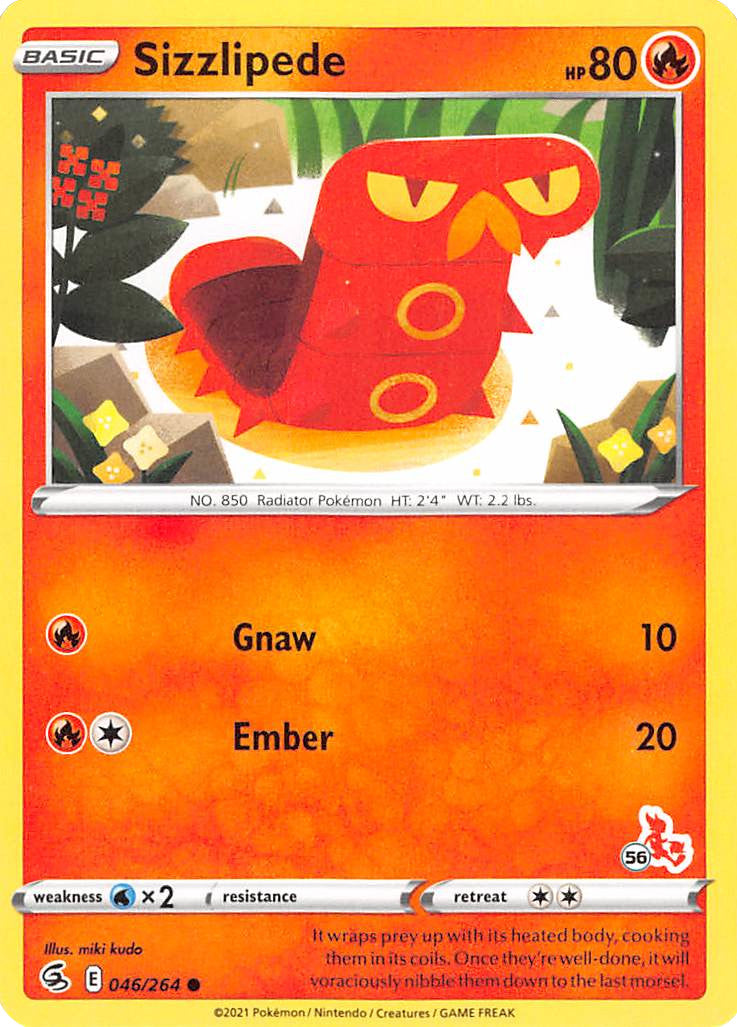 Sizzlipede (046/264) (Cinderace Stamp #56) [Battle Academy 2022] | Jomio and Rueliete's Cards and Comics