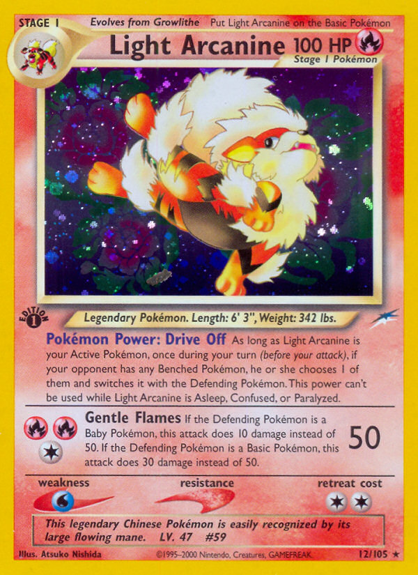 Light Arcanine (12/105) [Neo Destiny 1st Edition] | Jomio and Rueliete's Cards and Comics