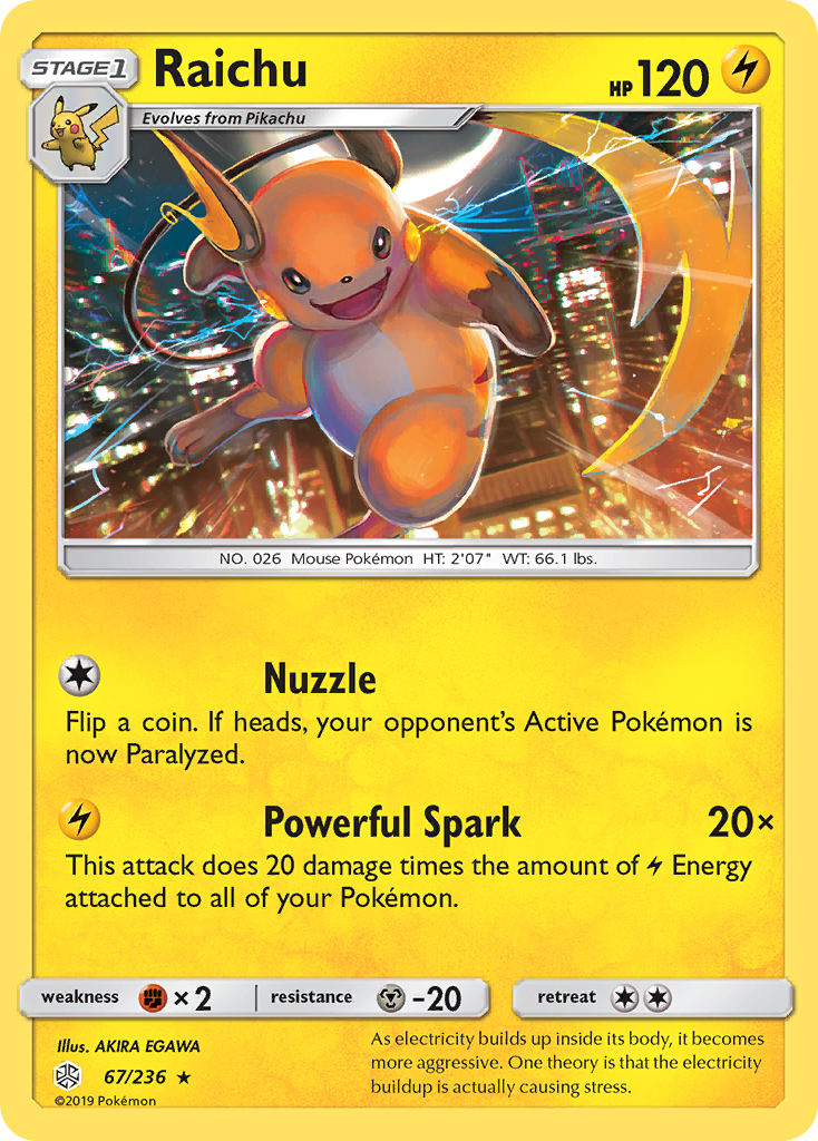 Raichu (67/236) [Sun & Moon: Cosmic Eclipse] | Jomio and Rueliete's Cards and Comics