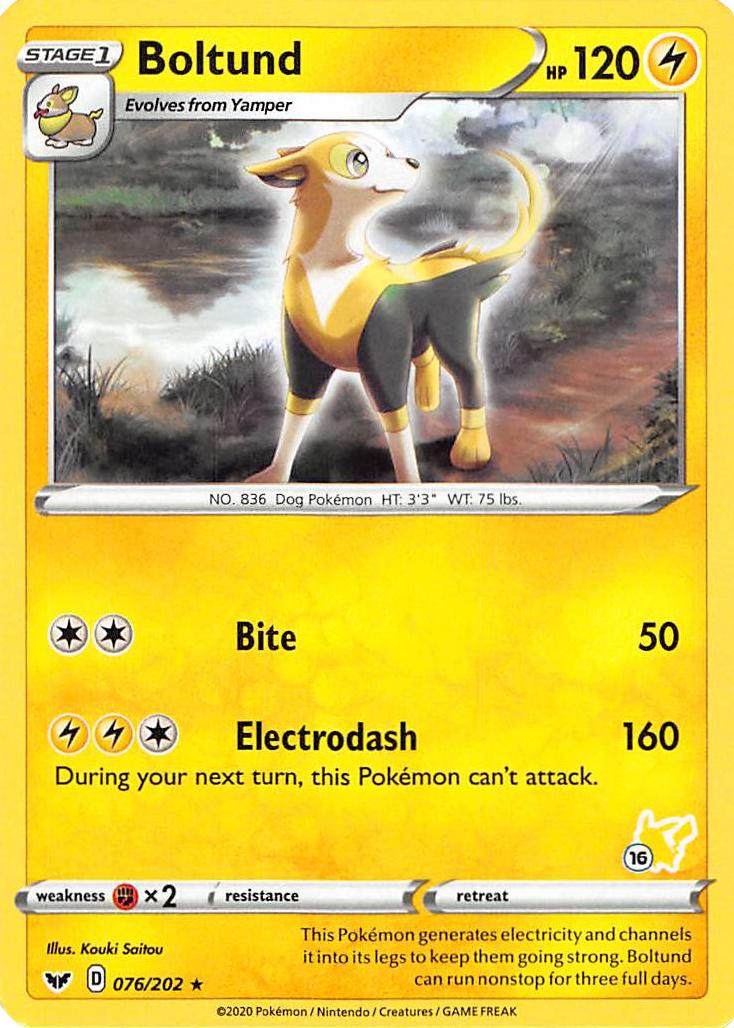 Boltund (076/202) (Pikachu Stamp #16) [Battle Academy 2022] | Jomio and Rueliete's Cards and Comics
