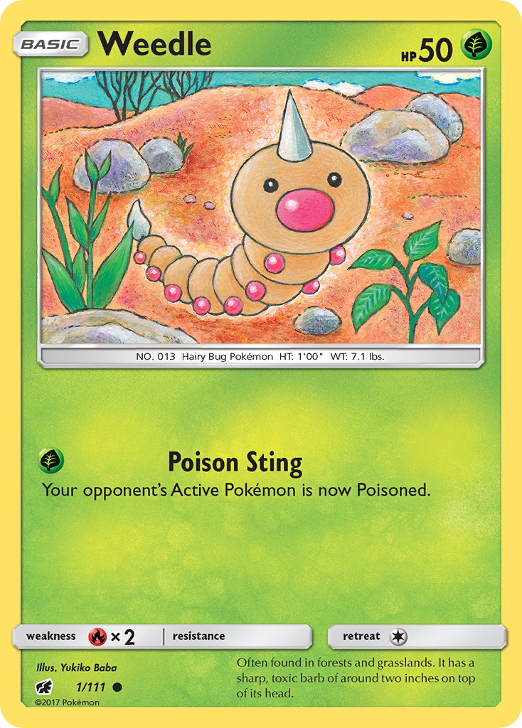 Weedle (1/111) [Sun & Moon: Crimson Invasion] | Jomio and Rueliete's Cards and Comics