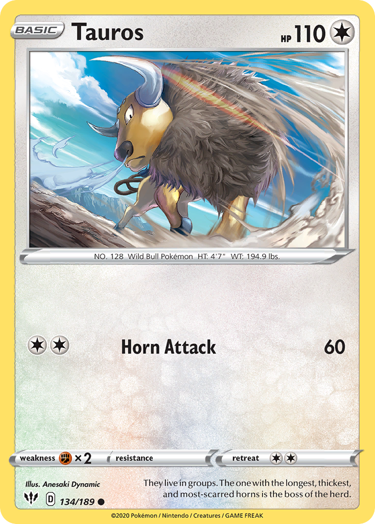 Tauros (134/189) [Sword & Shield: Darkness Ablaze] | Jomio and Rueliete's Cards and Comics