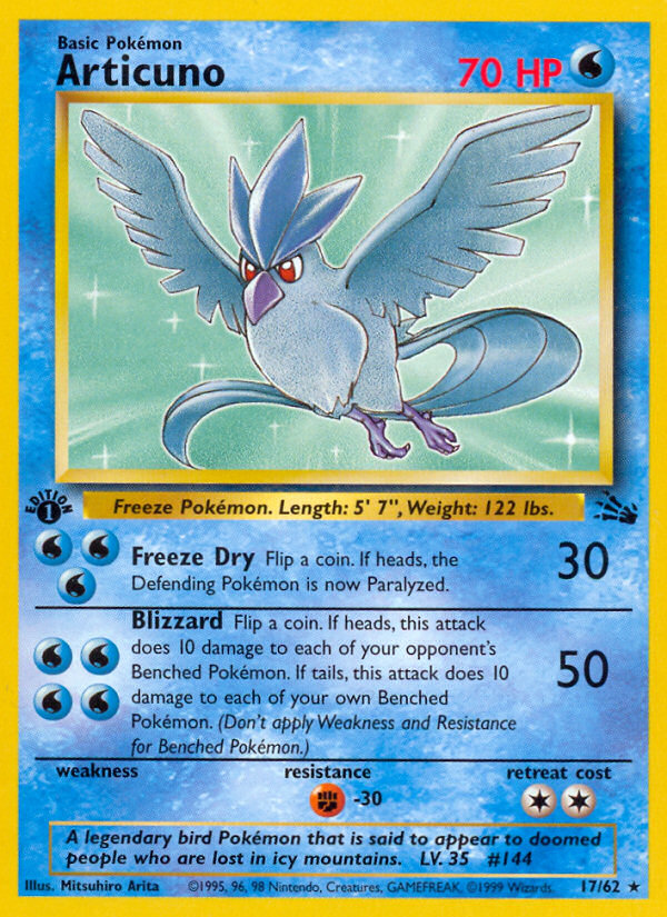 Articuno (17/62) [Fossil 1st Edition] | Jomio and Rueliete's Cards and Comics