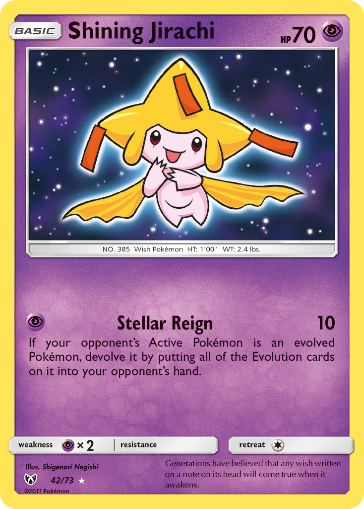 Shining Jirachi (42/73) [Sun & Moon: Shining Legends] | Jomio and Rueliete's Cards and Comics
