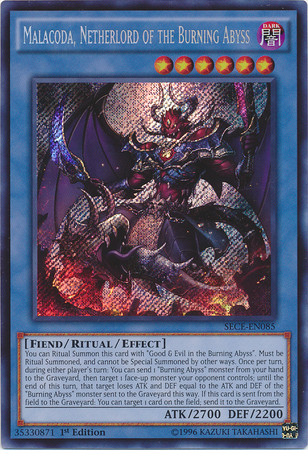 Malacoda, Netherlord of the Burning Abyss [SECE-EN085] Secret Rare | Jomio and Rueliete's Cards and Comics