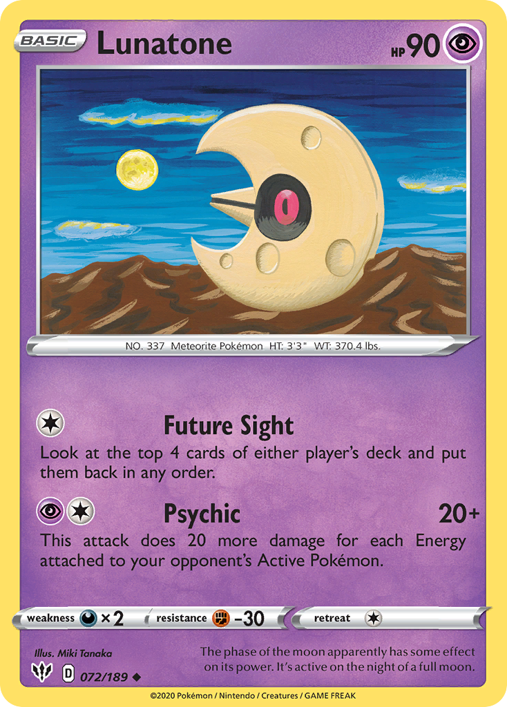 Lunatone (072/189) [Sword & Shield: Darkness Ablaze] | Jomio and Rueliete's Cards and Comics