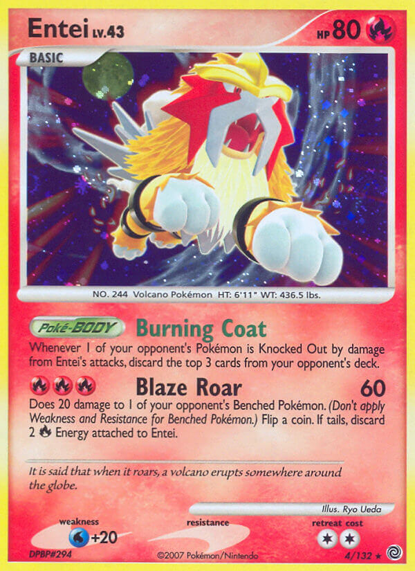 Entei (4/132) (Cracked Ice Holo) [Diamond & Pearl: Secret Wonders] | Jomio and Rueliete's Cards and Comics