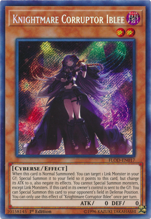 Knightmare Corruptor Iblee [FLOD-EN017] Secret Rare | Jomio and Rueliete's Cards and Comics