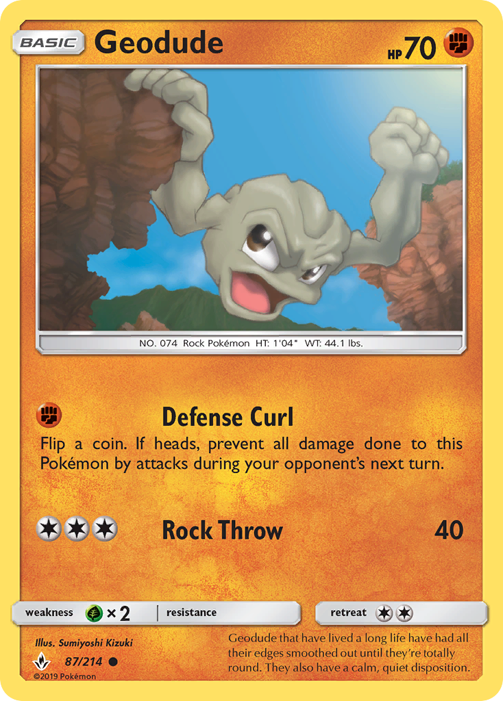 Geodude (87/214) [Sun & Moon: Unbroken Bonds] | Jomio and Rueliete's Cards and Comics
