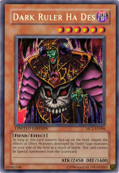 Dark Ruler Ha Des [MC1-EN006] Secret Rare | Jomio and Rueliete's Cards and Comics