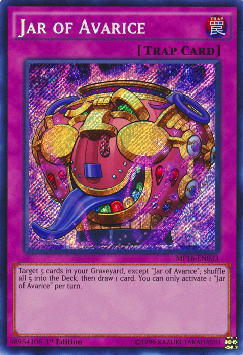 Jar of Avarice [MP16-EN033] Secret Rare | Jomio and Rueliete's Cards and Comics