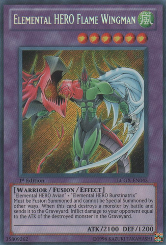 Elemental HERO Flame Wingman [LCGX-EN045] Secret Rare | Jomio and Rueliete's Cards and Comics