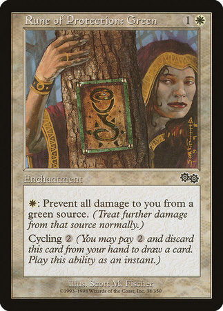 Rune of Protection: Green [Urza's Saga] | Jomio and Rueliete's Cards and Comics