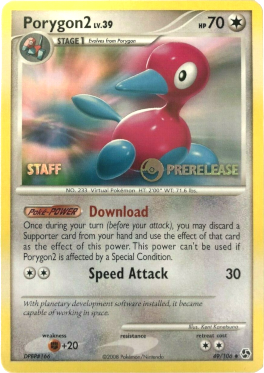 Porygon2 (49/106) (Staff Prerelease Promo) [Diamond & Pearl: Black Star Promos] | Jomio and Rueliete's Cards and Comics